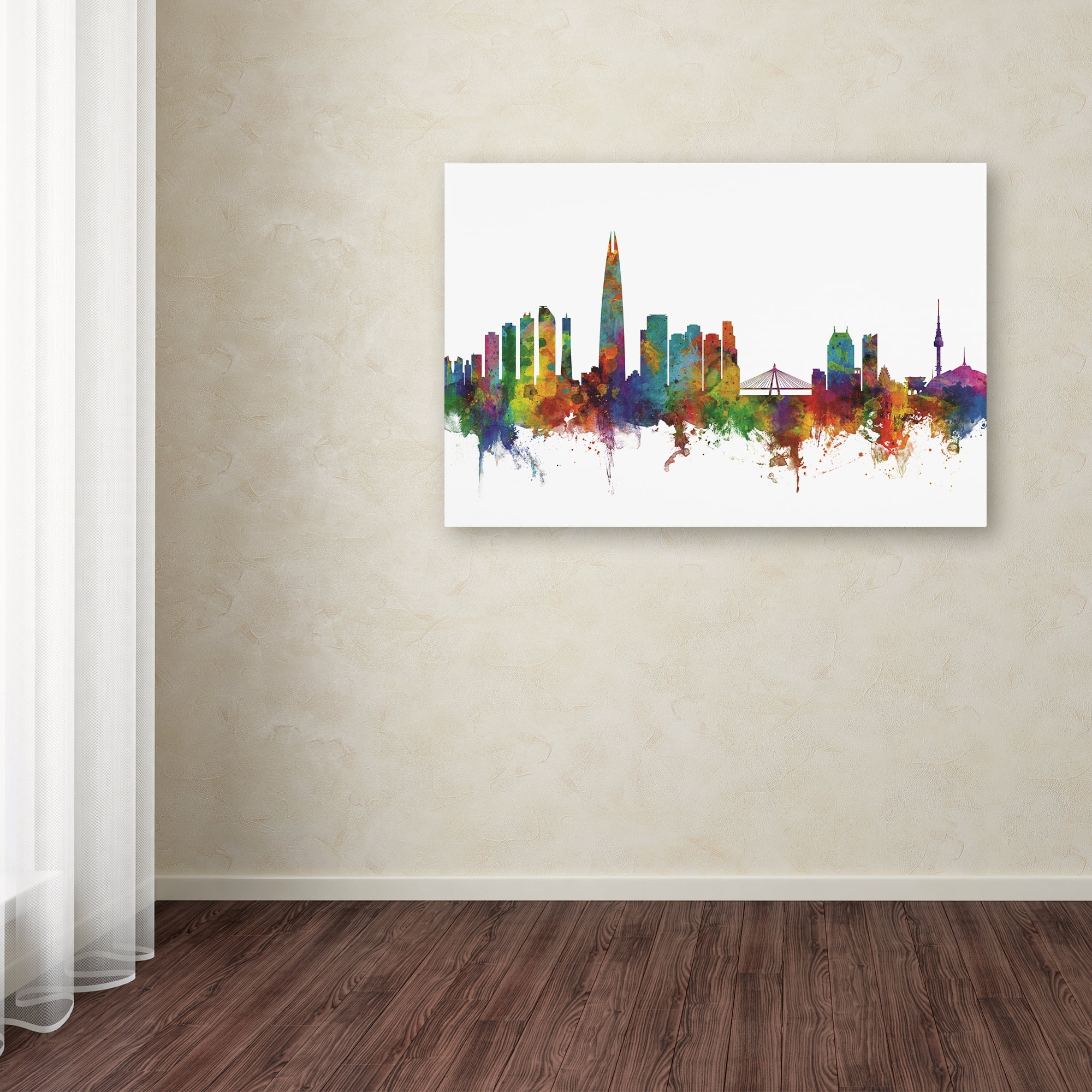 Trademark Fine Art 'Seoul Skyline South Korea II' Canvas Art by Michael Tompsett