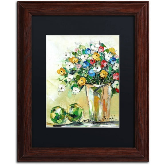 Trademark Fine Art Floral & Botanical Matted Framed Art ' Spring Flowers in a Vase 5 ' by Masters Fine Art
