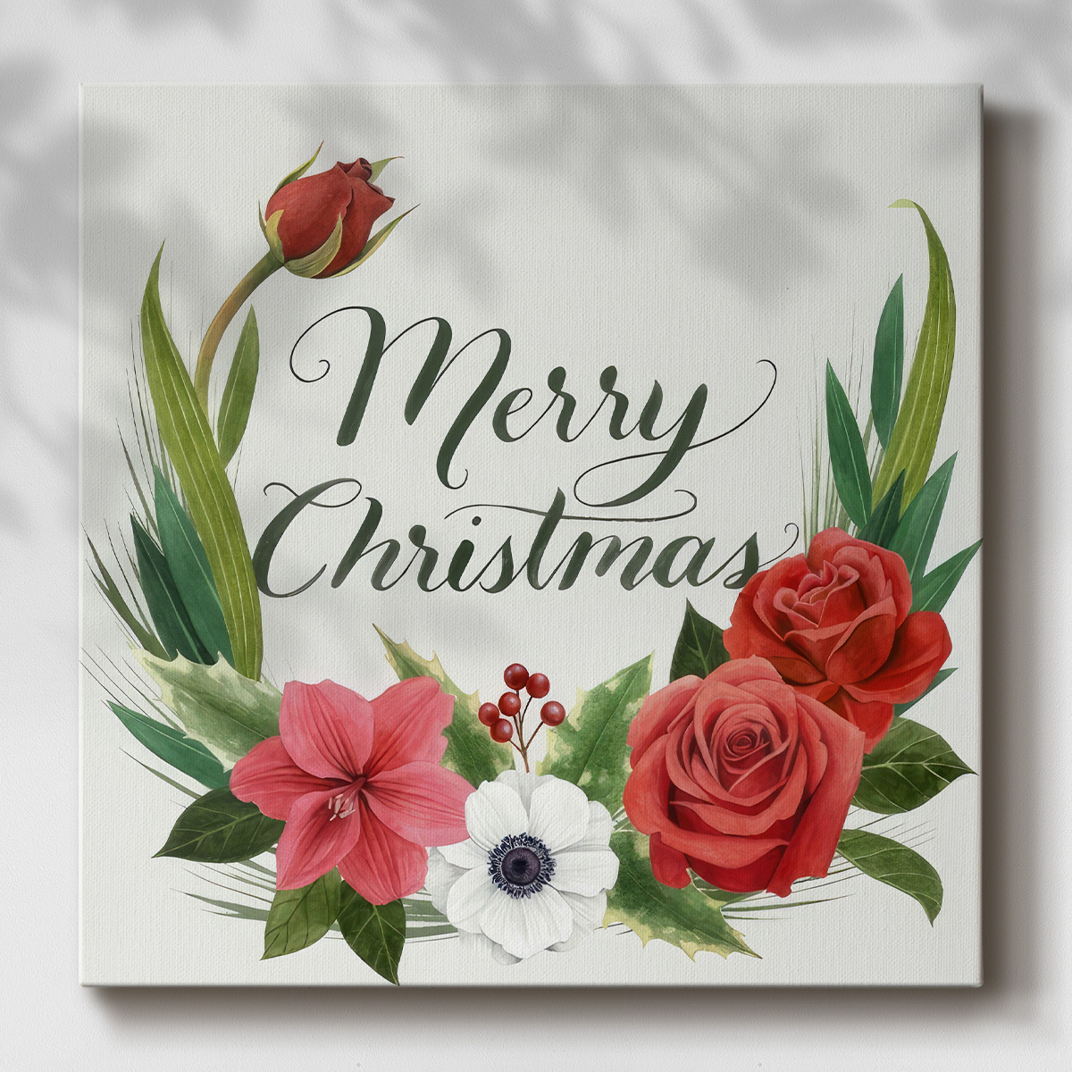 Christmas Flora Wreath I- Gallery Wrapped Canvas