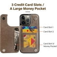 thumbnail image 3 of Compatible for iPhone iPhone 13 Pro 6.1' Wallet Case with Card Holder, Mandala Embossed Faux Leather Kickstand Card Slots Case, Handmade Shockproof Protective Slim Soft Flip Phone Case, Grey, 3 of 9