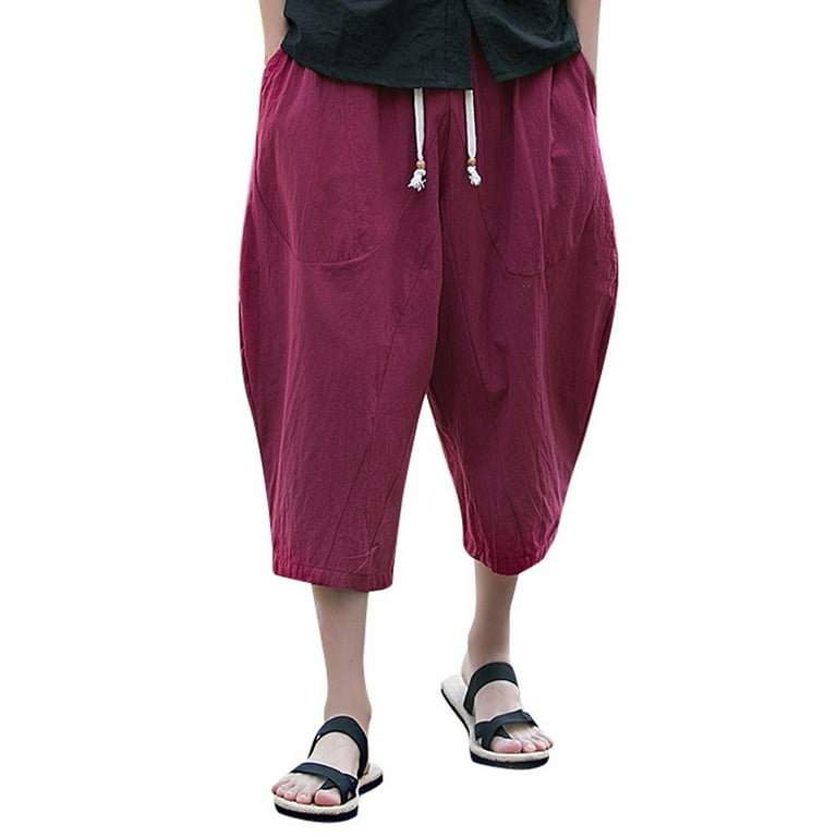Mens linen deals capri shorts