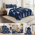 thumbnail image 6 of Quilts Twin XL Size Bedding Set, Navy Blue Christmas Lightweight Quilted Comforter, Black White Xmas Trees Rustic Winter Reversible Bedspread Coverlet with Pillow Covers for All Season, 68" x 98", 6 of 9