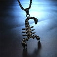 thumbnail image 3 of PAMTIER Men's Women's Stainless Steel Gothic Biker Hip Hop Scorpion Animal Pendant Necklace Black, 3 of 4