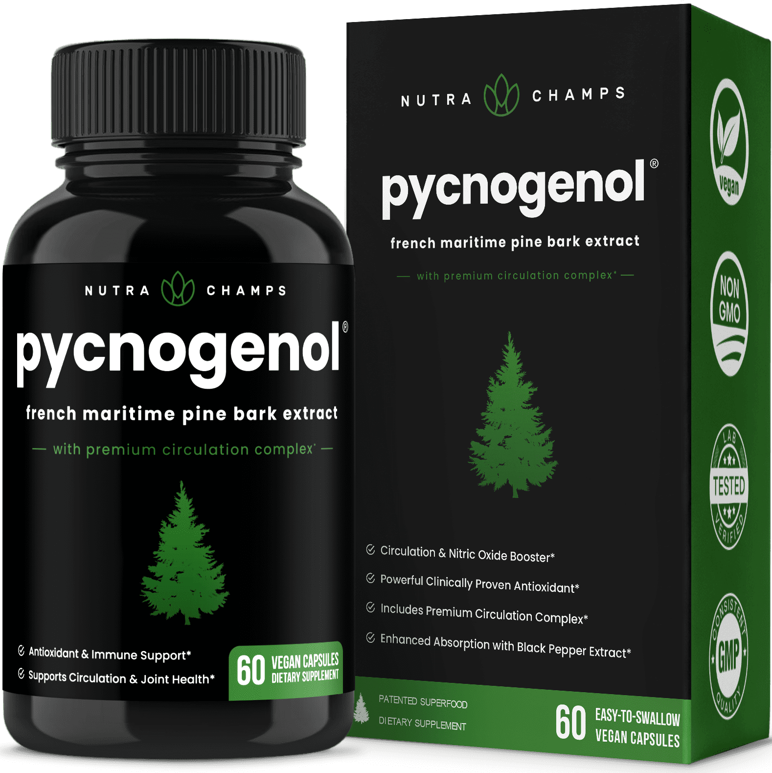 NutraChamps Pycnogenol® Pine Bark - Premium Supplement With Herbal ...