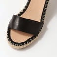 thumbnail image 3 of FSJ Women Classic Wedge Low Heel Espadrille Sandals Ankle Strap Open Toe Summer Platform Sandal Comfort Dressy Travel Office Shoes Size 9 Black, 3 of 4