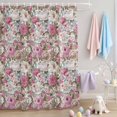 thumbnail image 2 of Shower Curtain Watercolor Floral Green Leaf Shower Curtains for Bathroom Decor, Waterproof Polyester Shower Curtain Set with Hooks, Small Stall Size 36" x 72" Pink Peony, 2 of 9