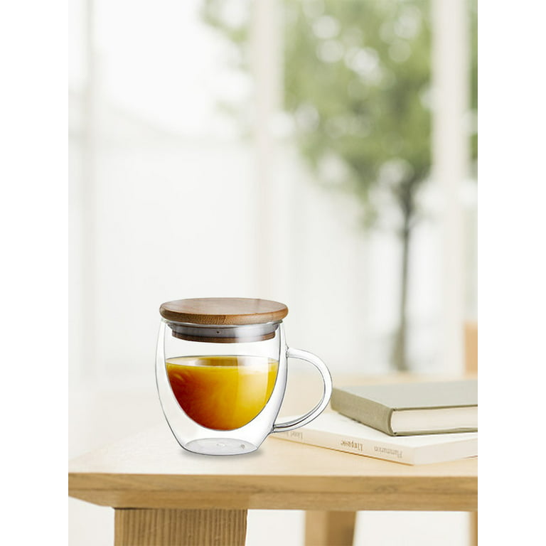 Insulated Double Wall Mug Cup Glass-Set of 4 Mugs/Cups for  Coffee,Cappuccino,latte,espresso,Tea,Thermal,Clear,475ml