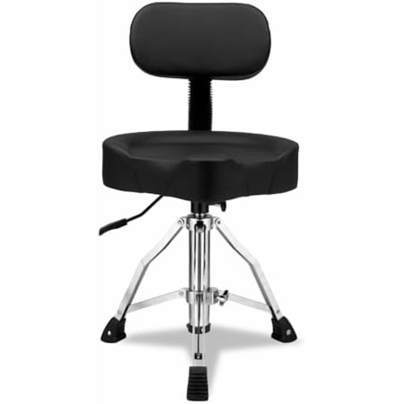 Drum Stool Throne with Backrest Hydraulic Adjustable Guitar Chair Saddle Seat Drum Stool for Adult Drummers for Piano Guitar, Black$$Music