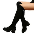 thumbnail image 6 of Gyexs Over The Knee Boots for Women Platform Thigh High Pull on Booties Heel Round Toe Long Boots Fall Winter Shoes #03 Black & Size 6.5, 6 of 9