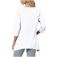 thumbnail image 5 of Aobny Long Shirt Tshirts Shirts for Women White Tunic Blouses & Tops Pullover V-Neck 3/4 Sleeve Gym Tops for Women,S, 5 of 7