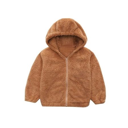 

Juebong Winter Savings Clearances Children s Fleece Hooded Wool Coat Sweater Zipper Shirt Tops Boys Girls Casual Warm Jacket