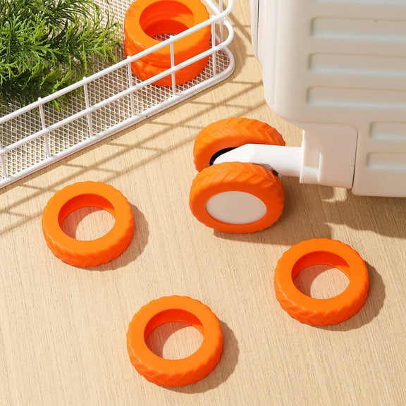 LOLIPPYY Orange Luggage Wheel Protector Covers for Travel Suitcases