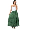 thumbnail image 5 of Sakkas Solid Embroidered Gypsy / Bohemian Full / Maxi / Long Cotton Skirt - Green - One Size, 5 of 6