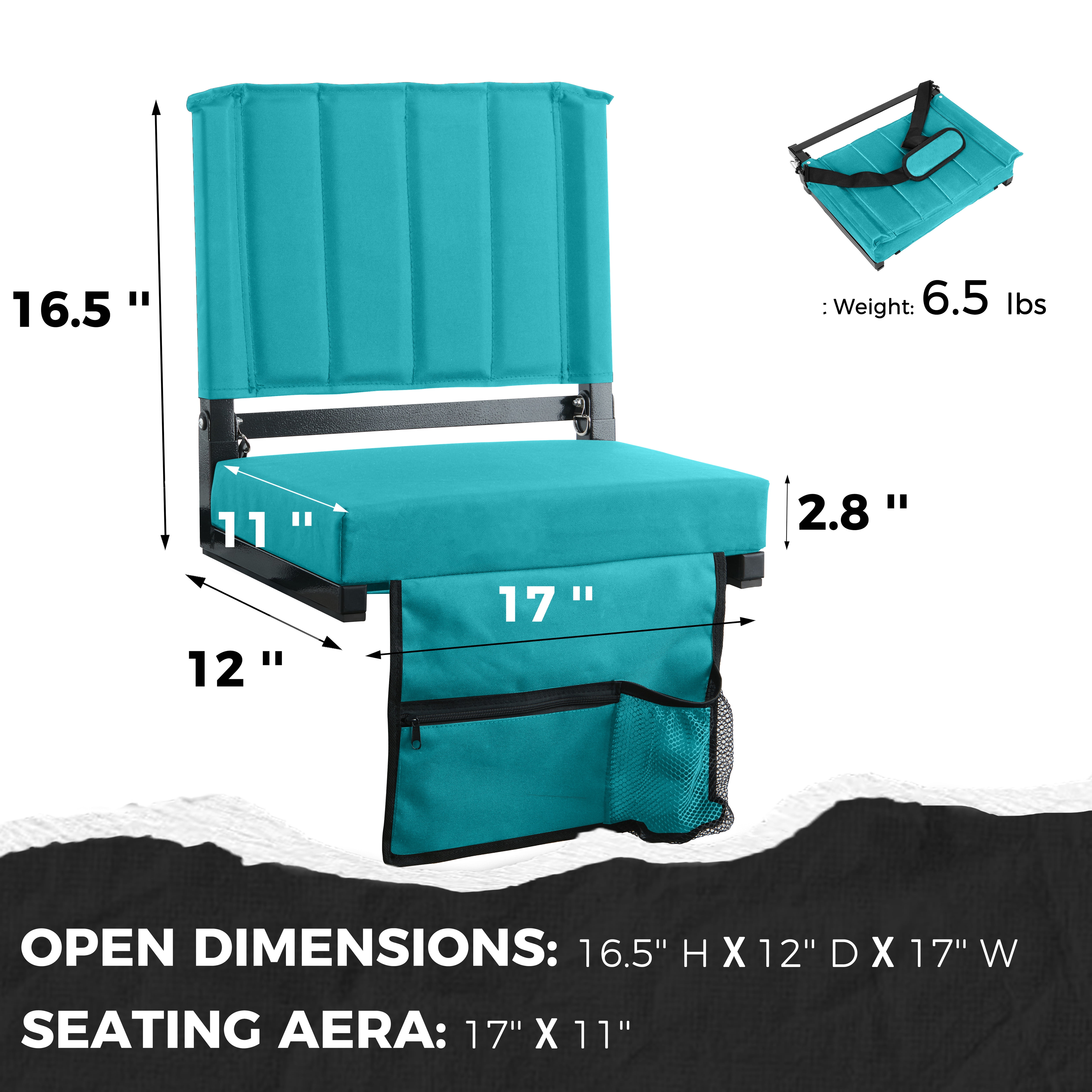 SPORT BEATS Stadium Seats with Back Support Bleacher Chairs with Back and Cushion Thick Padded Bleacher Seats Includes Shoulder Strap