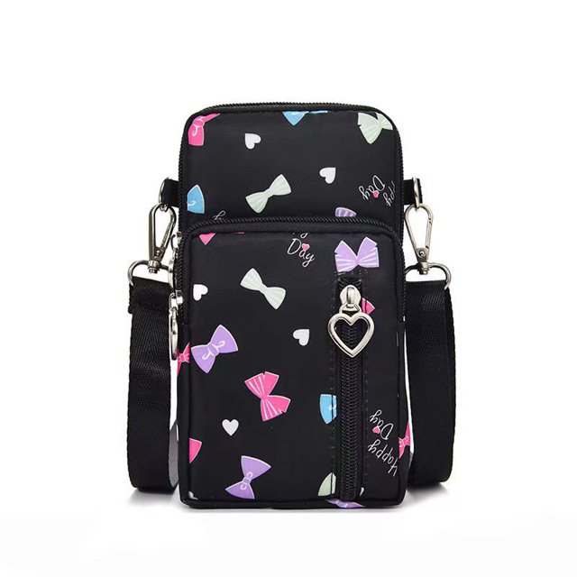 Factory Direct Crossbody Mobile Phone Bag Vertical Fabric Mini Small Bag Wrist Arm Mobile Phone Bag Three-Layer Coin Wallet