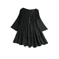 thumbnail image 1 of Daeful Femmes Chemises Flowy Tops Vacances Manches Courtes Casual Chemisier Noir S, 1 of 3