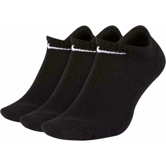Nike Everyday Cushion No Show Sock | Large, Men 8-12, Women 10-13 / Black / 3 Pack