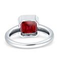 thumbnail image 3 of Bezel Set 8mmX8mm Asscher Wedding Engagement Ring Simulated Ruby 925 Sterling Silver, 3 of 5