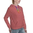 thumbnail image 6 of Daiia Stripes Red White Pattern Women's Fashion Hoodies & Sweatshirts with Kangaroo Pocket Hooded Sweatshirt with Eye-catching Drawstrings-Large, 6 of 7