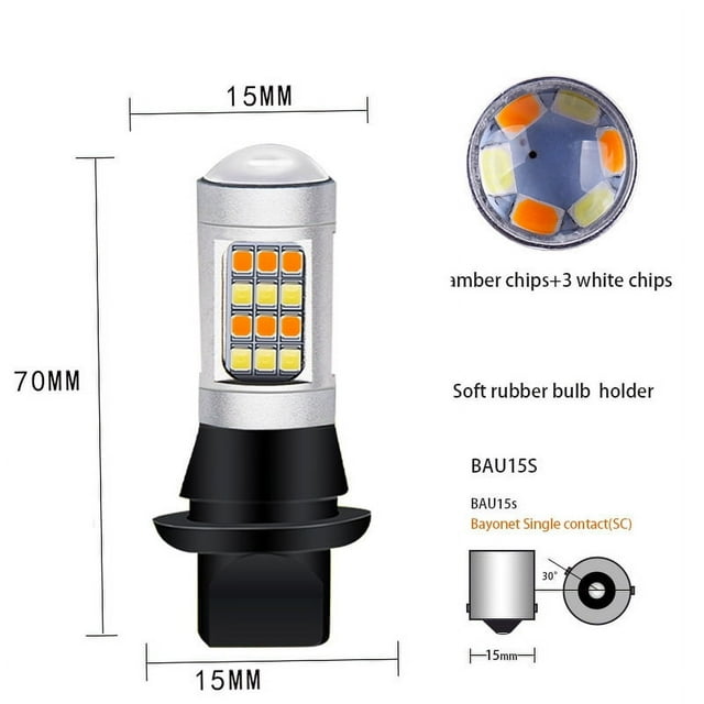 Luz LED para automóvil, luz de giro bicolor, luz de circulación diurna BA15S T20 7440 2835 42SMD con traje de decodificación
