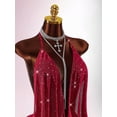 thumbnail image 5 of Red Rhinestone Bodycon Mini Dress With Plunging Halter Neckline And Ruched Skirt For Women, 5 of 7