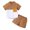 Khaki, variant on Hiijoy Toddler Boys Outfits Cotton Linen Color Block Shirt Shorts Set, Sizes 2-3T