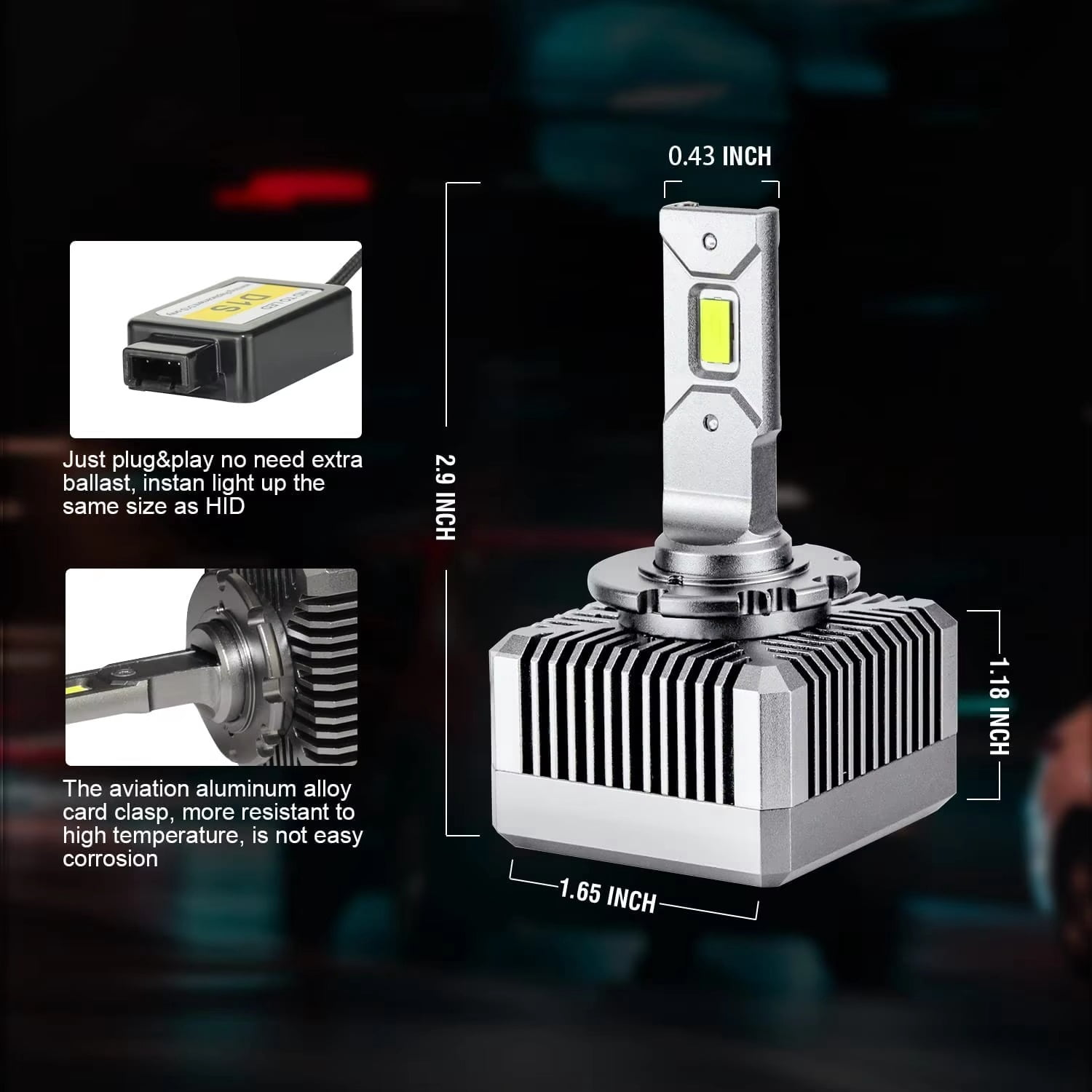 2x D1S LED Headlight Bulb 6000K High Low Beam HID Xenon Conversion Kit