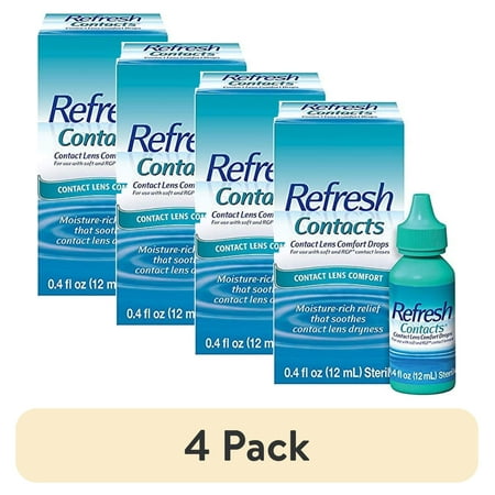 (4 pack) Refresh Contacts, Eye Drops, Contact Lens Comfort,Blue 0.4 Fl Oz Sterile