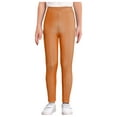 thumbnail image 1 of MSemis Girls Jazz Dance Leggings Metallic Ribbed Elastic Waistband Solid Color Toursers for Hip-hop Performance Orange 150, 1 of 7
