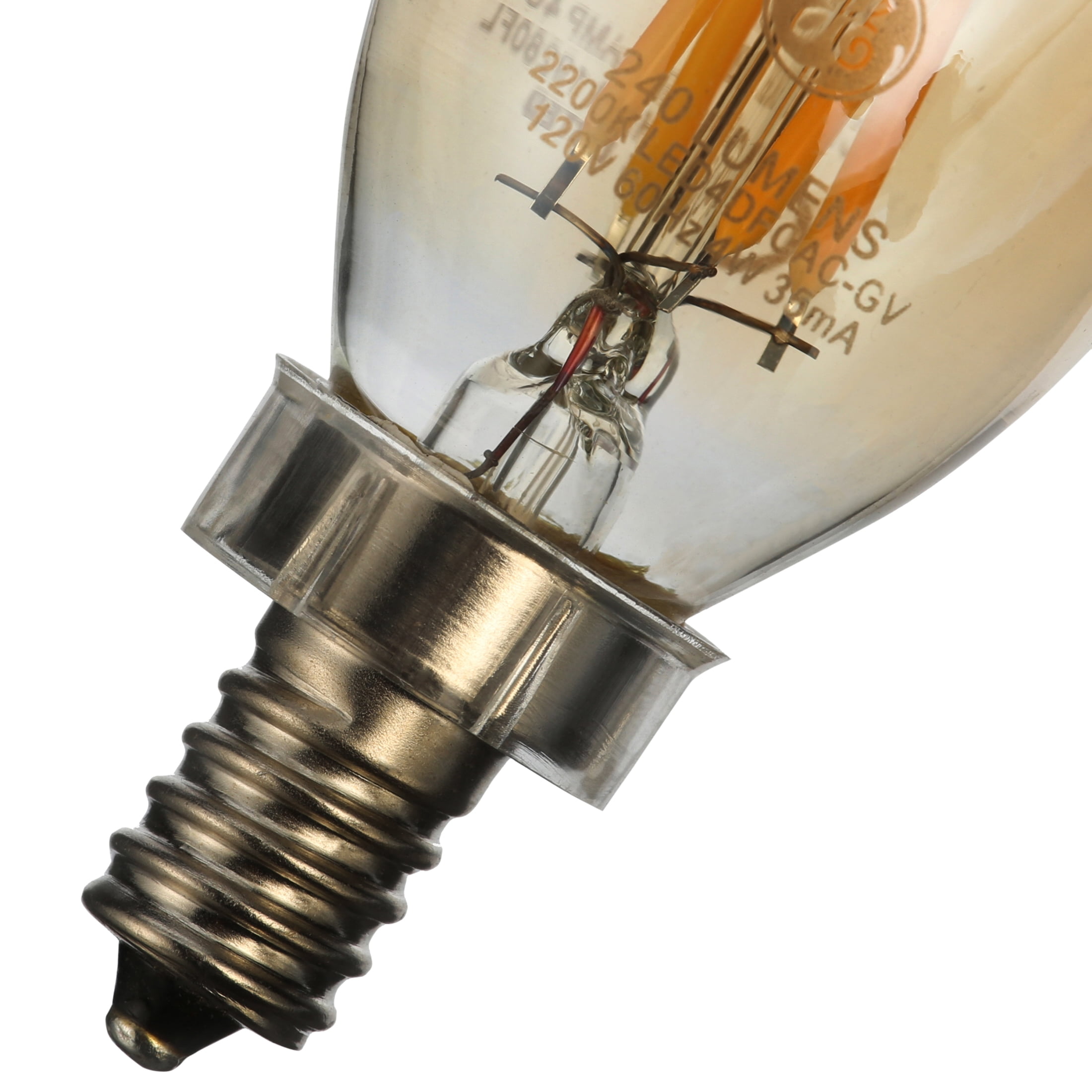 GE Vintage 40 Eqv, Amber LED Candelabra 2pk Finish, Style Light Watt Decorative Bulbs, Base