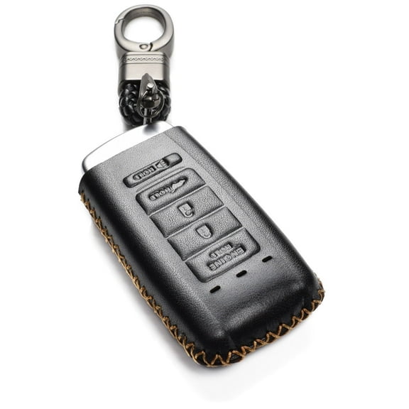 Vitodeco Leather Smart Key Fob Case Compatible with Acura RDX, MDX, ILX, TLX (2016 - 2021Models) - 5-Button, Black