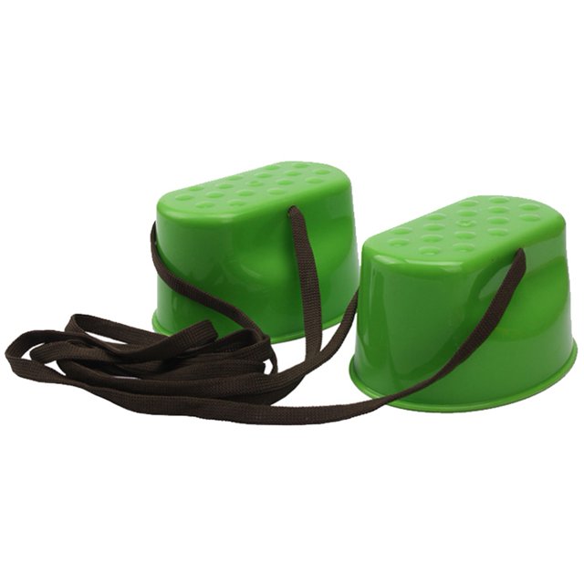 1 par de zancos para saltar de plástico para exteriores, zapatos de entrenamiento de equilibrio para niños, andador de juguete (verde)