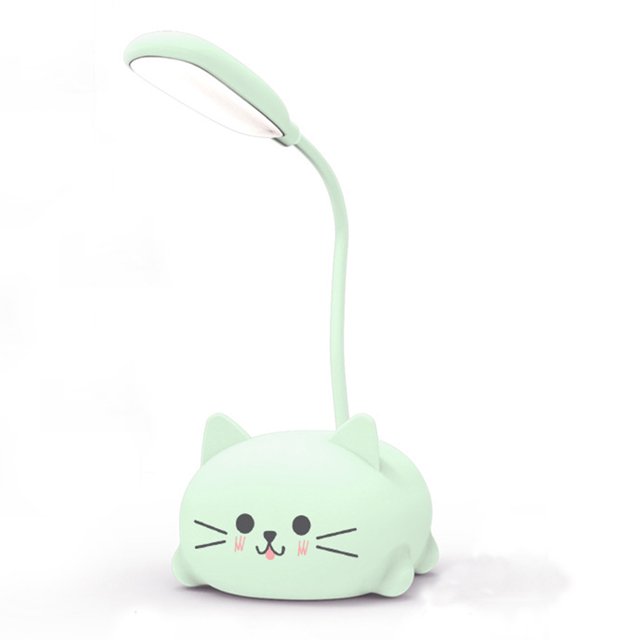 Lámparas de escritorio con protección ocular USB Cute Cat Night Light 400mAh Lámpara de lectura (verde)