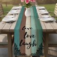 thumbnail image 4 of Vintage Boho Table Runner 120 Inches, Farmhouse Retro Teal Brown Wooden Grain Bed Runner Dresser Scarves Tabletop for Indoor Outdoor Parties/Ceremony/Banquet, 13"x 120", 4 of 9
