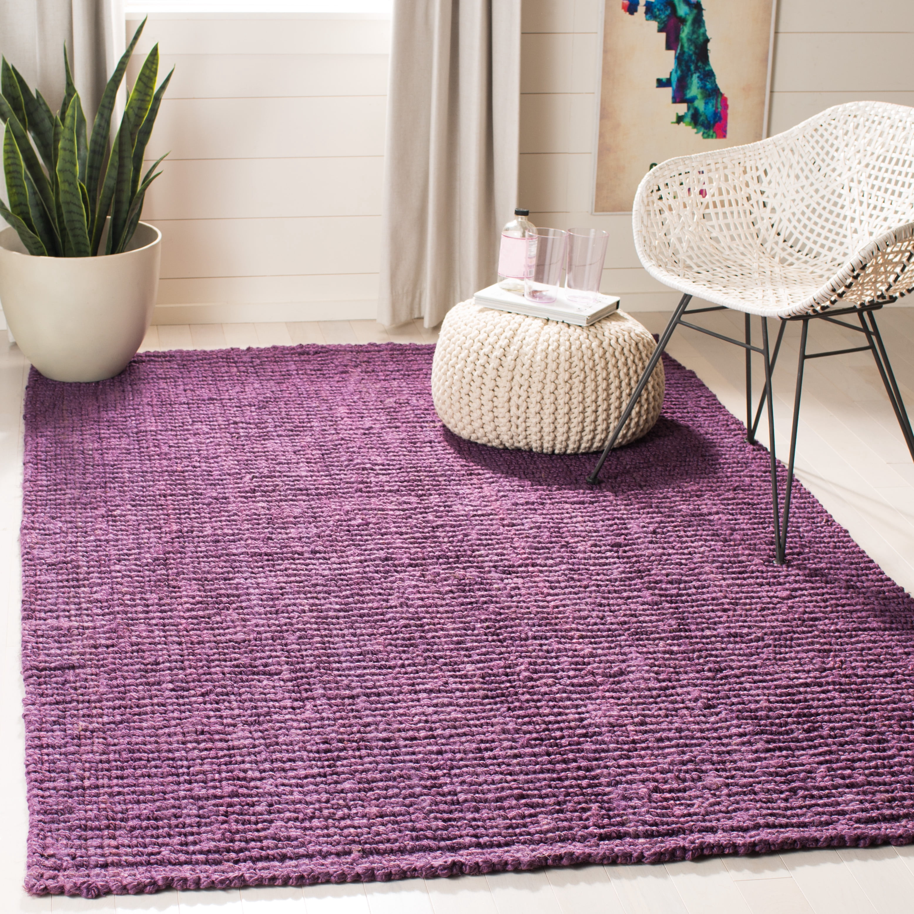 SAFAVIEH Natural Fiber Levi Braided Area Rug, Purple, 3' x 5'