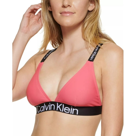 Calvin Klein PINK Logo Triangle Bikini Swim Top, US X-Small
