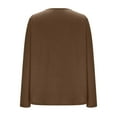 thumbnail image 6 of Women's Plus Size Tops Long Sleeve Henley Round Neck Button Up Flowy T Shirts Tunic Loose Blouses Brown XL, 6 of 6