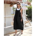 thumbnail image 3 of PUWEI Women's Loose Overall Dress Adjustable Straps Casual Barrel Midi Dress Bib Romper with Pockets, 3 of 7