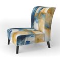 thumbnail image 3 of Designart "Fusion of Blue and Gold V" Blue Fractals Upholstered Accent Chair - Modern Arm Chair For Living Room, 3 of 5