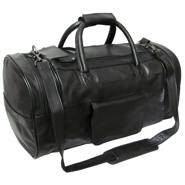 Amerileather Black Leather 20-inch Carry On Dual-zippered Duffel
