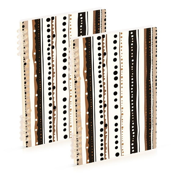 FORMRS 1-Subject Spiral Notebook 8" x 5" College Ruled 60 Refillable Sheet A5 Hard Cover, 2 Pack, Brown Abstract Stripes