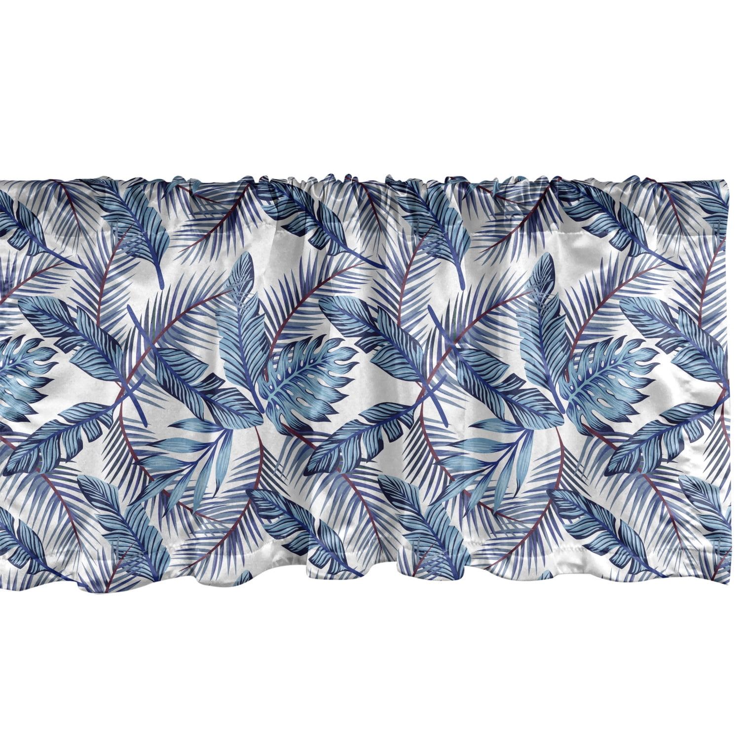 Botany Window Valance Pack of 2, Repetitive Exotic Palm Leaves on Plain ...