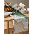 thumbnail image 6 of ERUNPONLY Sage Green Beach Table Runner - 36 Inch Long Farmhouse Coastal Ombre Sea Waves Art Cotton and Linen Blended Dress Scarves Farmhouse Table Runner for Kitchen Dining, Coffee Table, 13"x36", 6 of 8