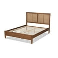 thumbnail image 3 of Redmond Walnut Brown Finished Wood and Synthetic Rattan Queen Size Platform Bed, 3 of 5