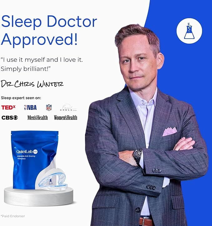 QuietLab Pro Anti-Snoring Mouthpiece – Adjustable Night Guard for Snoring Relief, No-Boil Custom Fit, Orthodontist-Designed, BPA-Free Medical Grade Material