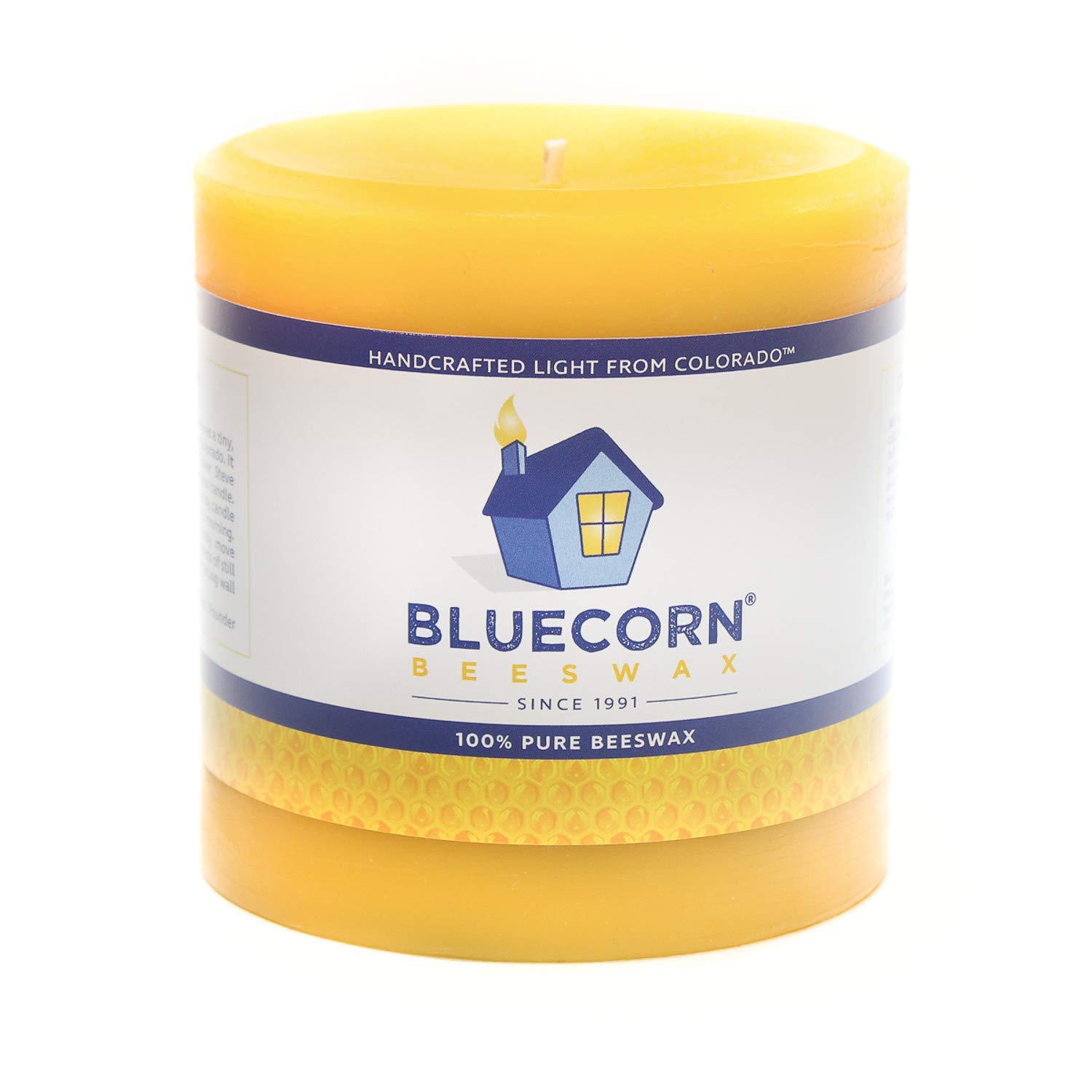 Bluecorn Beeswax 100 Raw Beeswax Pillar 4"x 4"