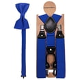 thumbnail image 4 of KAMBERFT Men's Royal Blue 1.4 inch Wide Adjustable Y-Back Suspenders, 2-Piece Set with Pre-Tied Bow Tie, 4 of 5