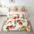 thumbnail image 2 of Feelyou Cartoon Cherry Fruit Twin Bedding Sets 7-Piece for Kids, Fashion Buffalo Plaid Bedding Comforter Set, Coconut Tree Reversible Sheet Sets, Breathable Home Decor, 2 of 7