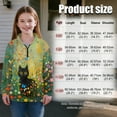 thumbnail image 2 of Xoenoiee Cat Butterfly Flower Print Half Zip Sweatshirt for Girls Long Sleeve Pullover Tops Kids Stand Collar Lightweight Fleece Winter Clothes, Size 9-10 Years, 2 of 7