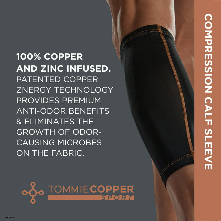 Tommie Copper Sport Compression Calf Sleeve, Black, Large/Extra